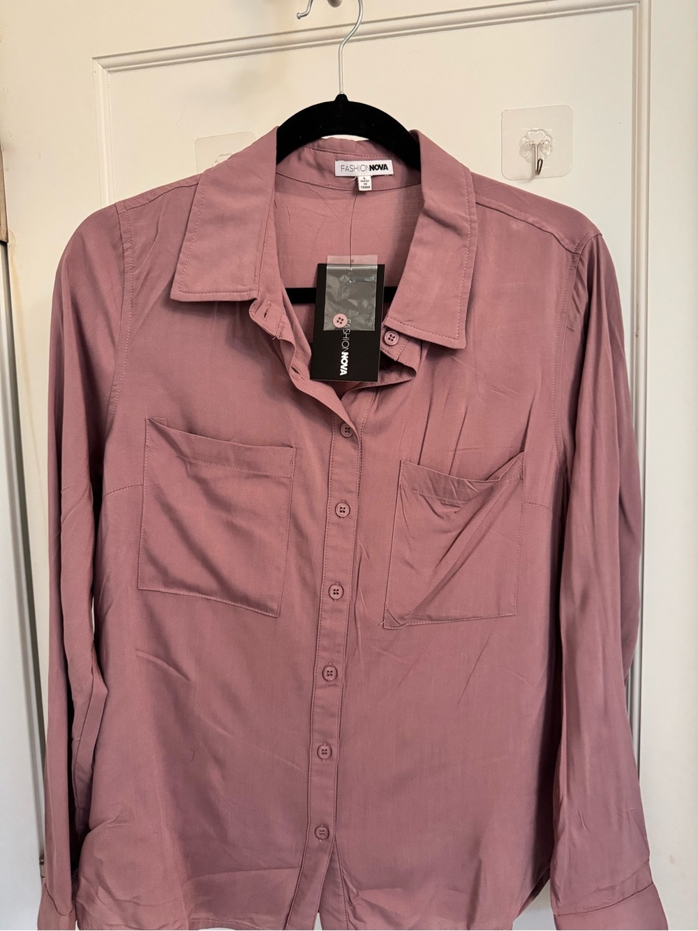 NWT Fashion Nova You Better Work Shirt Mauve Size L